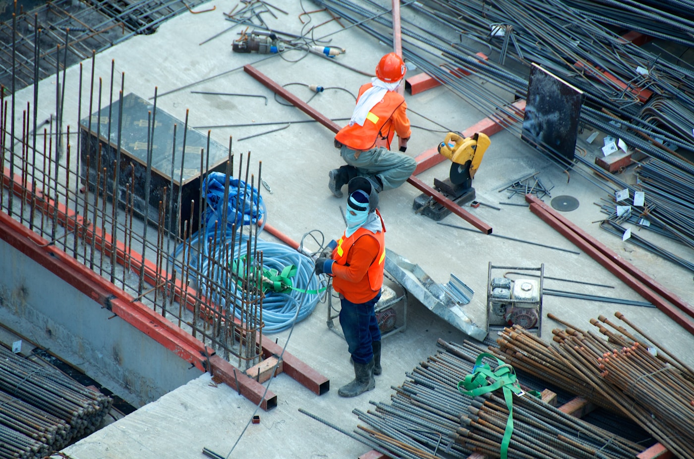 Construction workers training on site